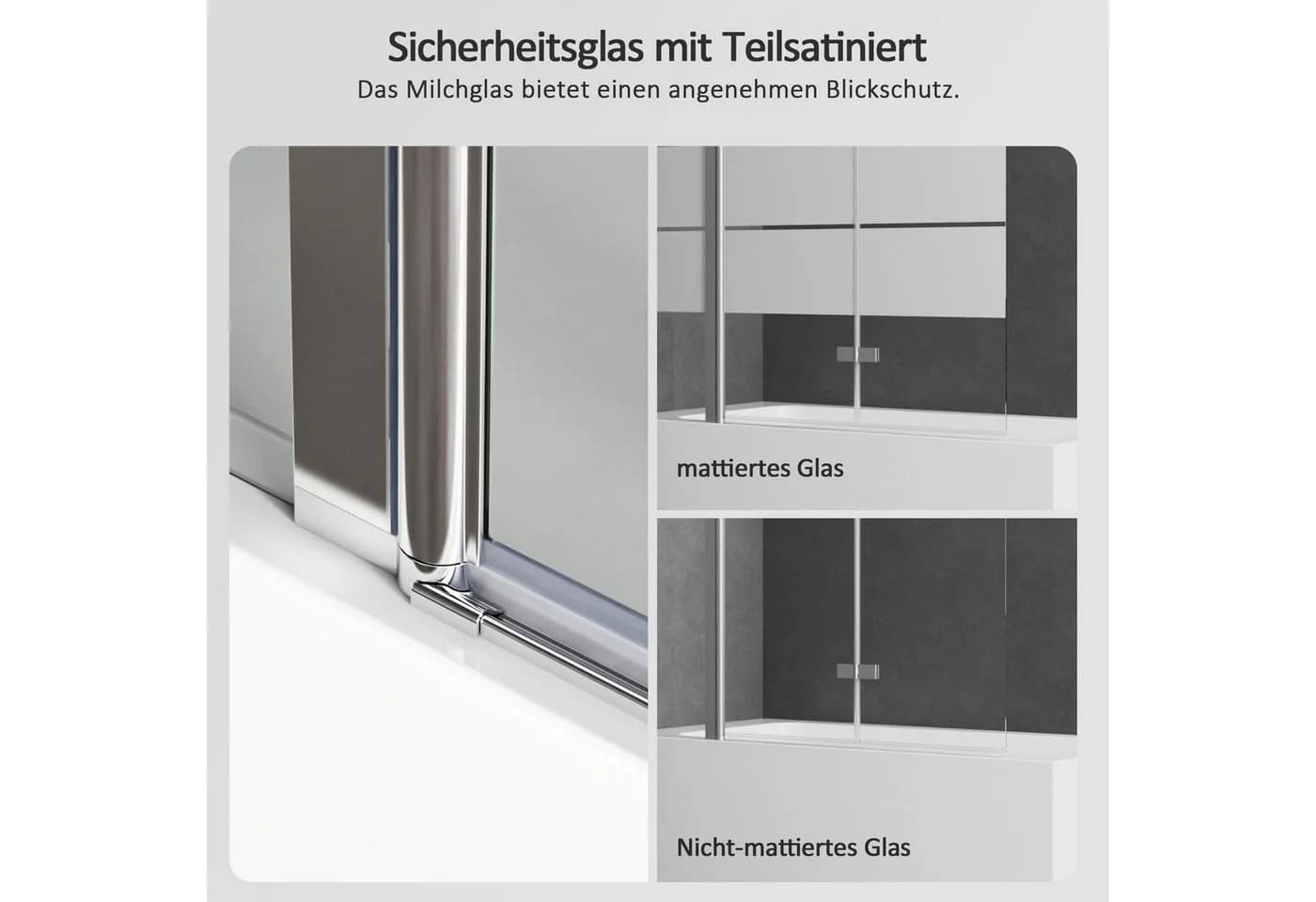 Hopibath Badewannenfaltwand 3-teilig Milchglas - Bild 4