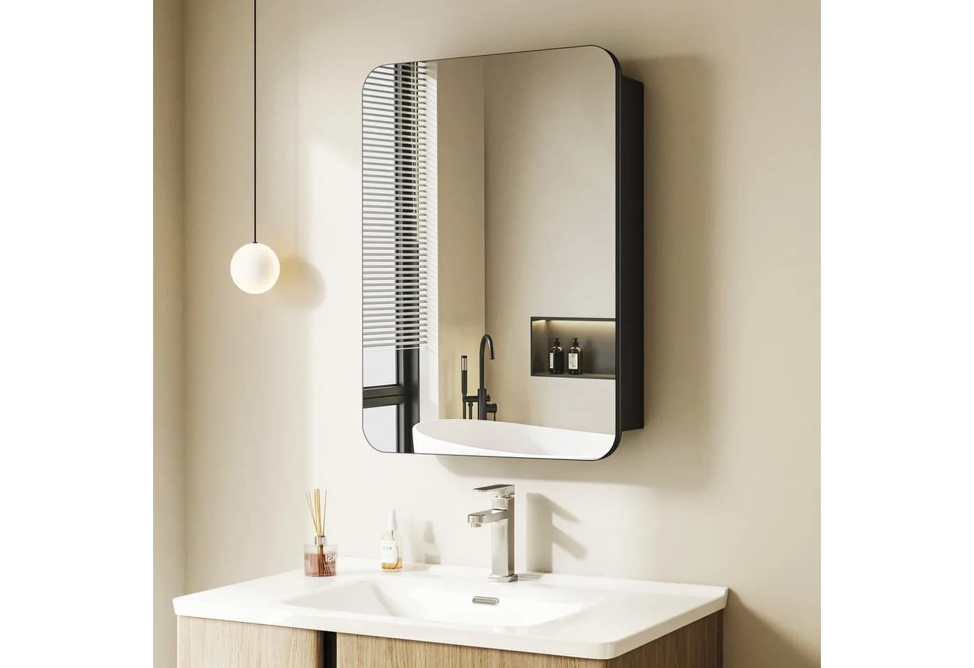 Hopibath Spiegelschrank Schwarz Aluminium mit Glasböden - Bild 2