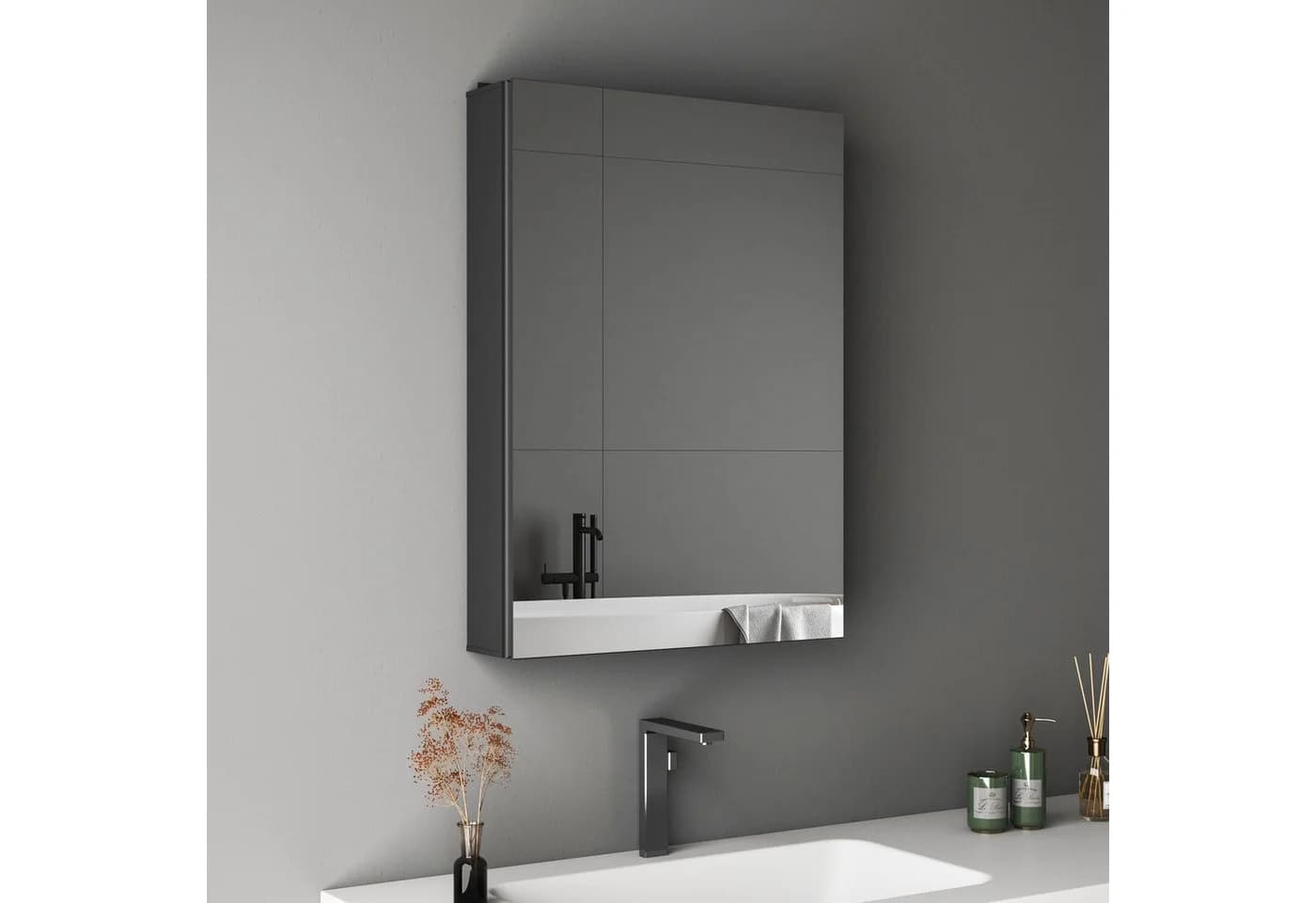 Hopibath Spiegelschrank Alu Schwarz Matt mit Glasböden - Bild 2