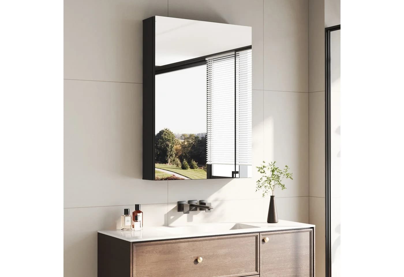 Hopibath Spiegelschrank Alu Schwarz Matt mit Glasböden - Bild 5