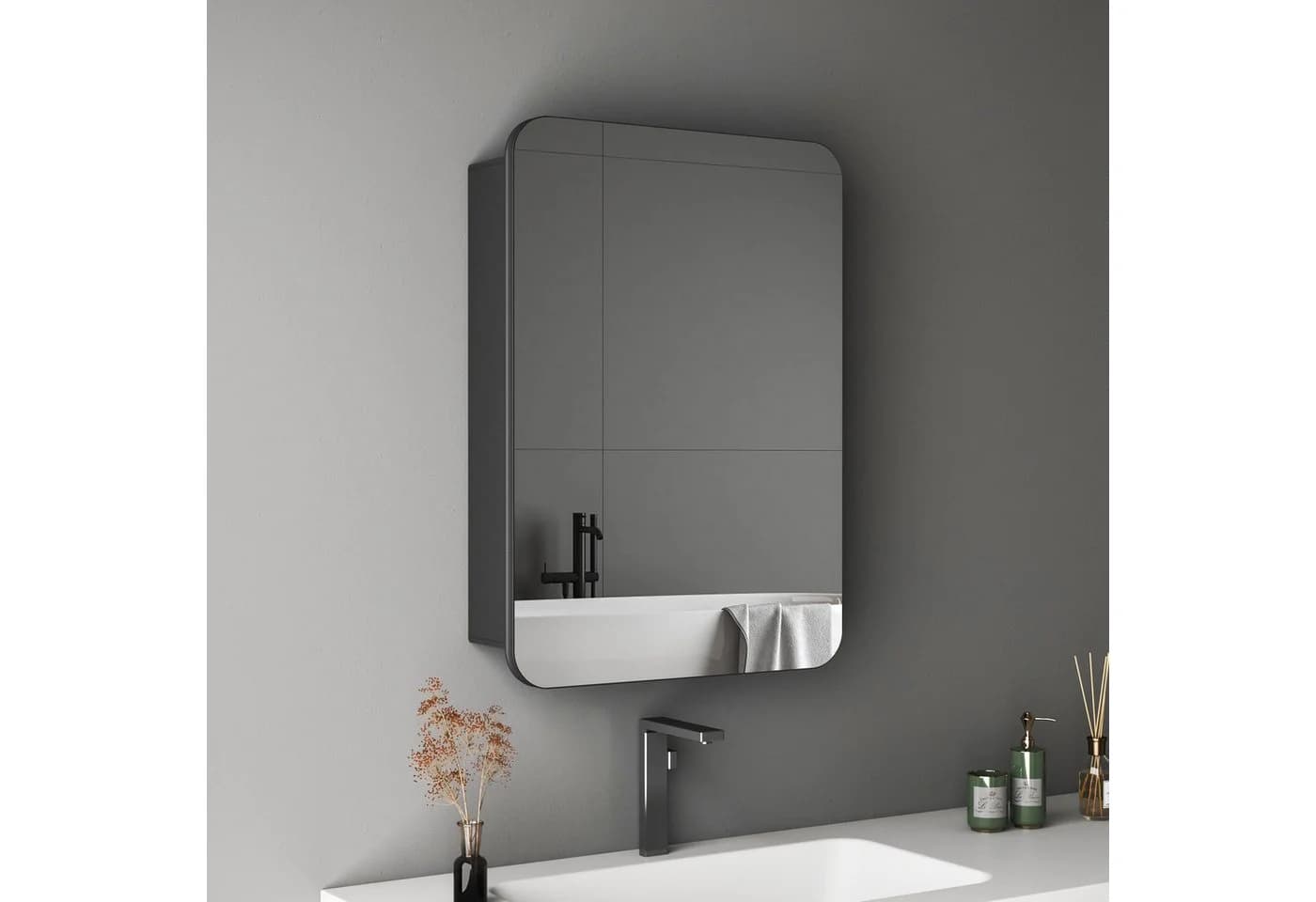 Hopibath Spiegelschrank Schwarz Aluminium mit Softclose - Bild 2