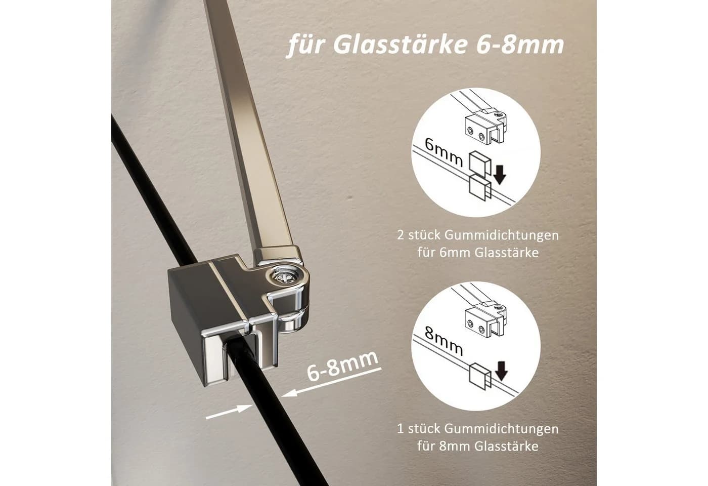 Hopibath Duschwand-Stabilisationsstange Chrom 50cm - Bild 3