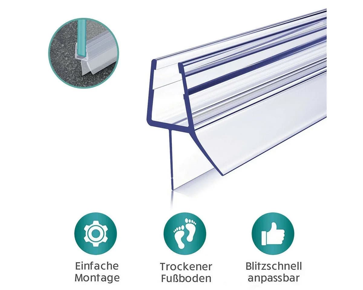 Boromal Duschdichtung 2 Set Ersatzdichtung für 4/5/6mm Glas, 100 cm