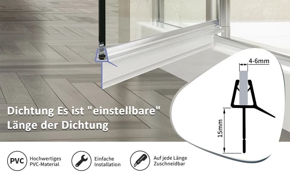 Boromal Duschdichtung 2 Set Ersatzdichtung für 4/5/6mm Glas, 100 cm - Bild 4