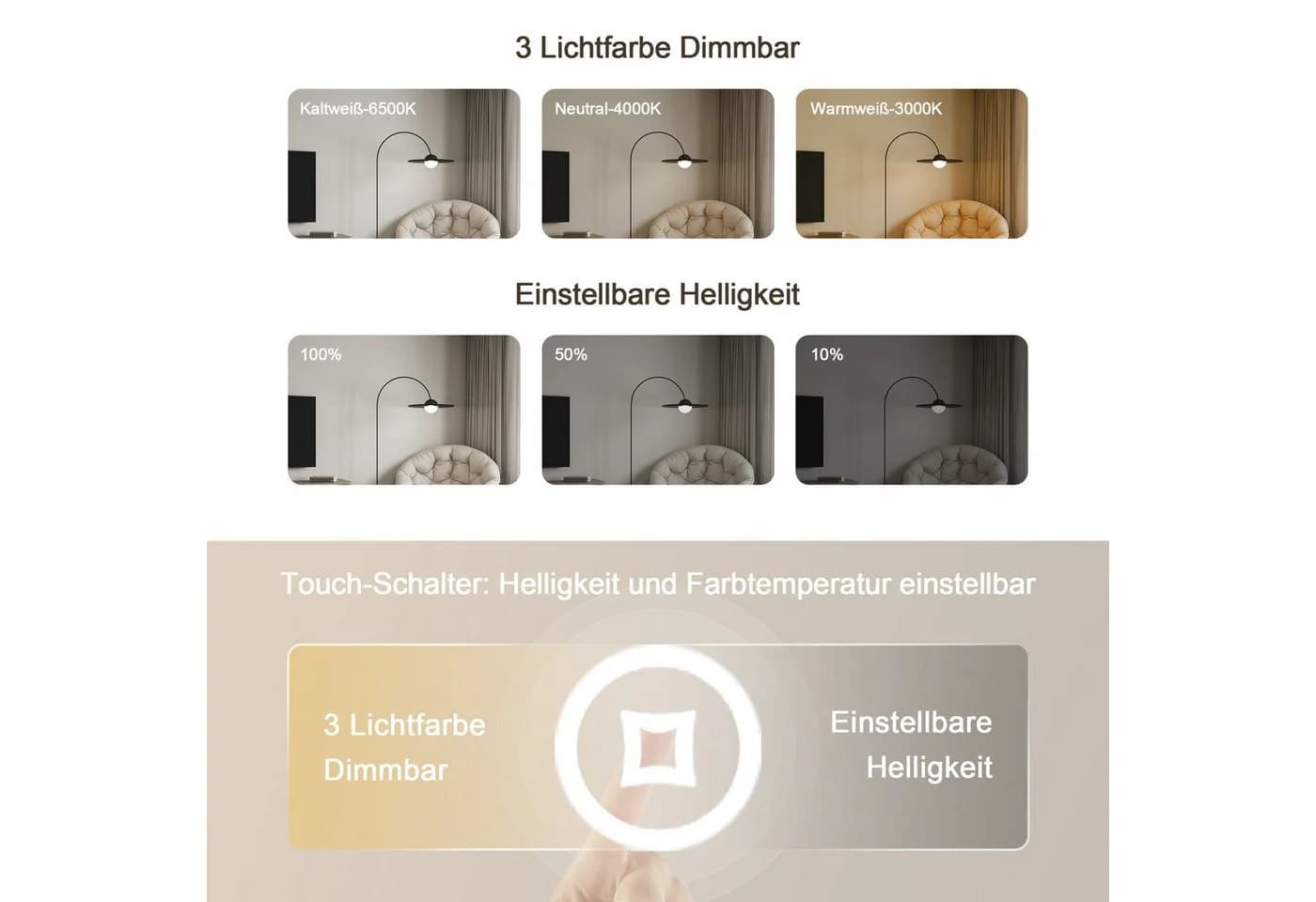 Moderner LED-Schminkspiegel in Weiß - Bild 3