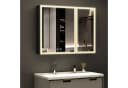 WDWRITTI Spiegelschrank mit Beleuchtung 3Lichtmodi Dimmbar Badezimmerspiegelschrank LED 80x60 Aluminium LED Wandschrank Hängeschrank Schwarz 2 türig Bild 2