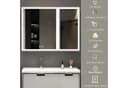 WDWRITTI Spiegelschrank mit Beleuchtung 3Lichtmodi Dimmbar Badezimmerspiegelschrank LED 80x60 Aluminium LED Wandschrank Hängeschrank Schwarz 2 türig Bild 3