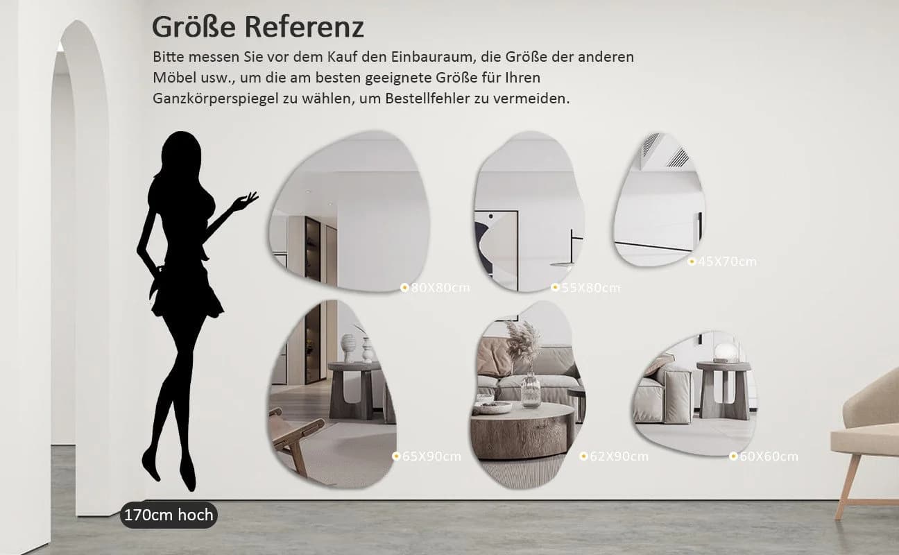 Hopibath Asymmetrischer Spiegel Wassertropfen 45x70 cm Rahmenlos Modern - Bild 3