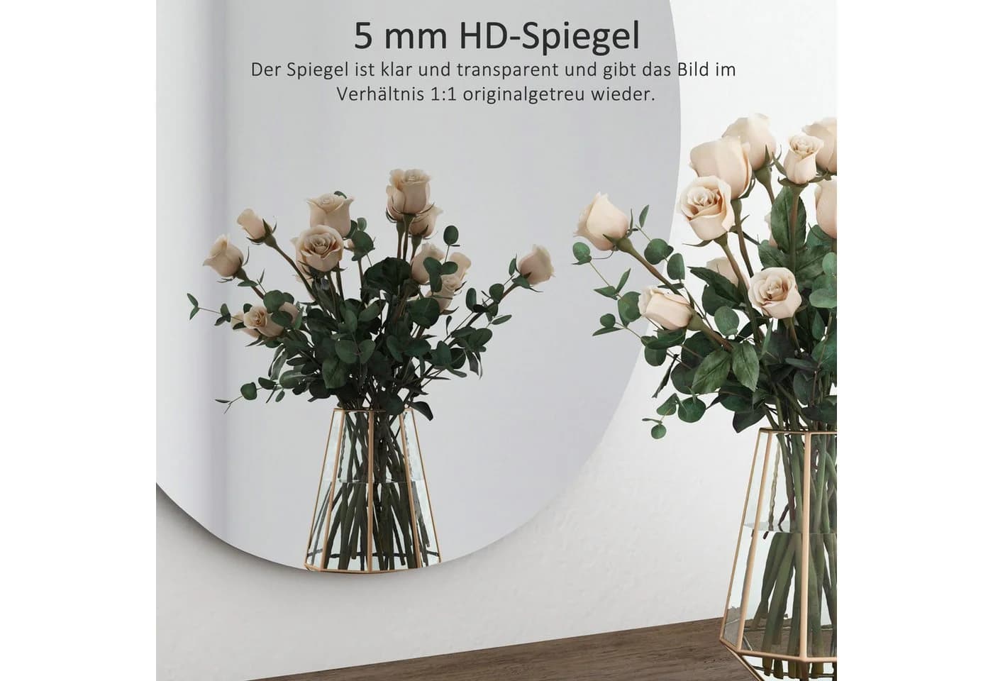 Hopibath Asymmetrischer Spiegel Kieselstein 55x80cm Silber - Bild 3
