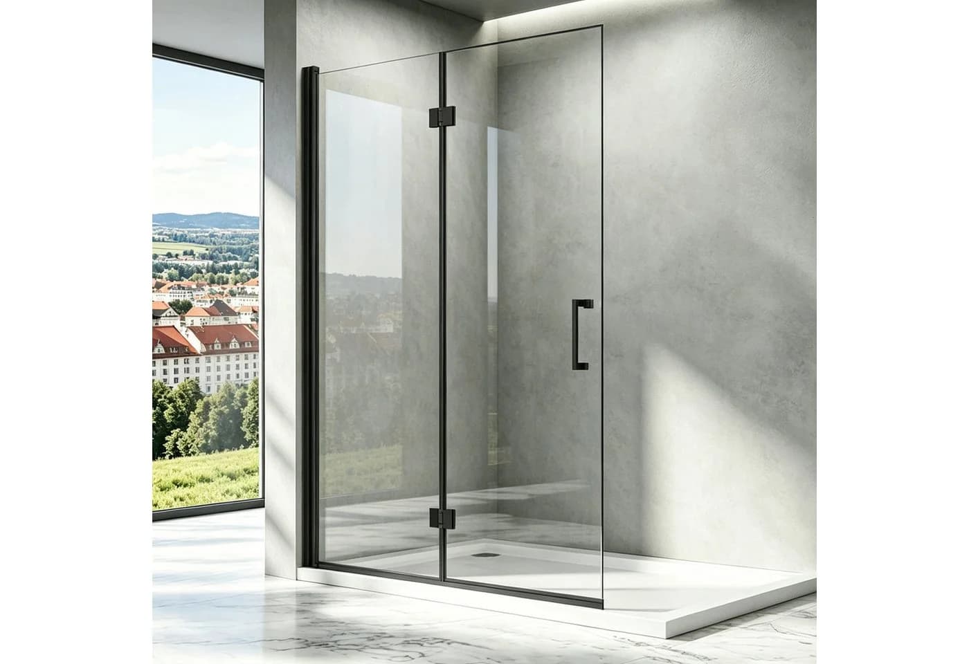 Boromal Walk-in-Dusche Schwarz 5mm ESG Glas Nano-Beschichtung faltbar - Bild 2