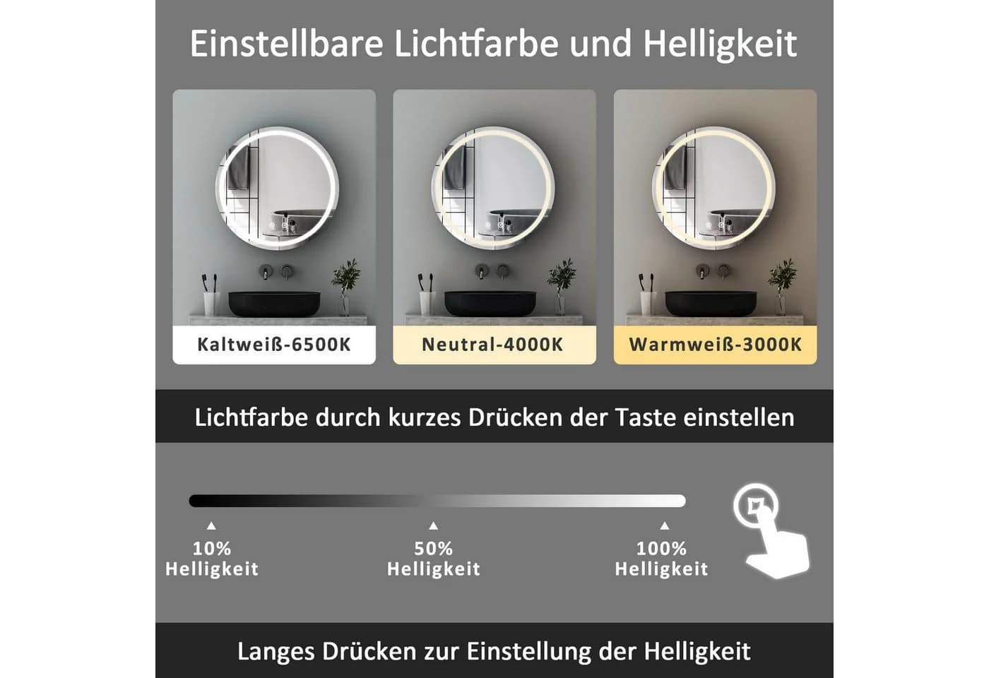 Moderner Spiegelschrank aus Stahlblech und Spiegel in Schwarz - Bild 4