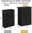 FABATO Wäschekorb 60L Beige/Schwarz Schmaler Wäschekorb mit Deckel Bild 1