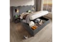TavilaEcon Boxspringbett Grau Cordmaterial Wellenförmiges Design Bild 2