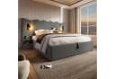 TavilaEcon Boxspringbett Grau Cordmaterial Wellenförmiges Design Bild 4