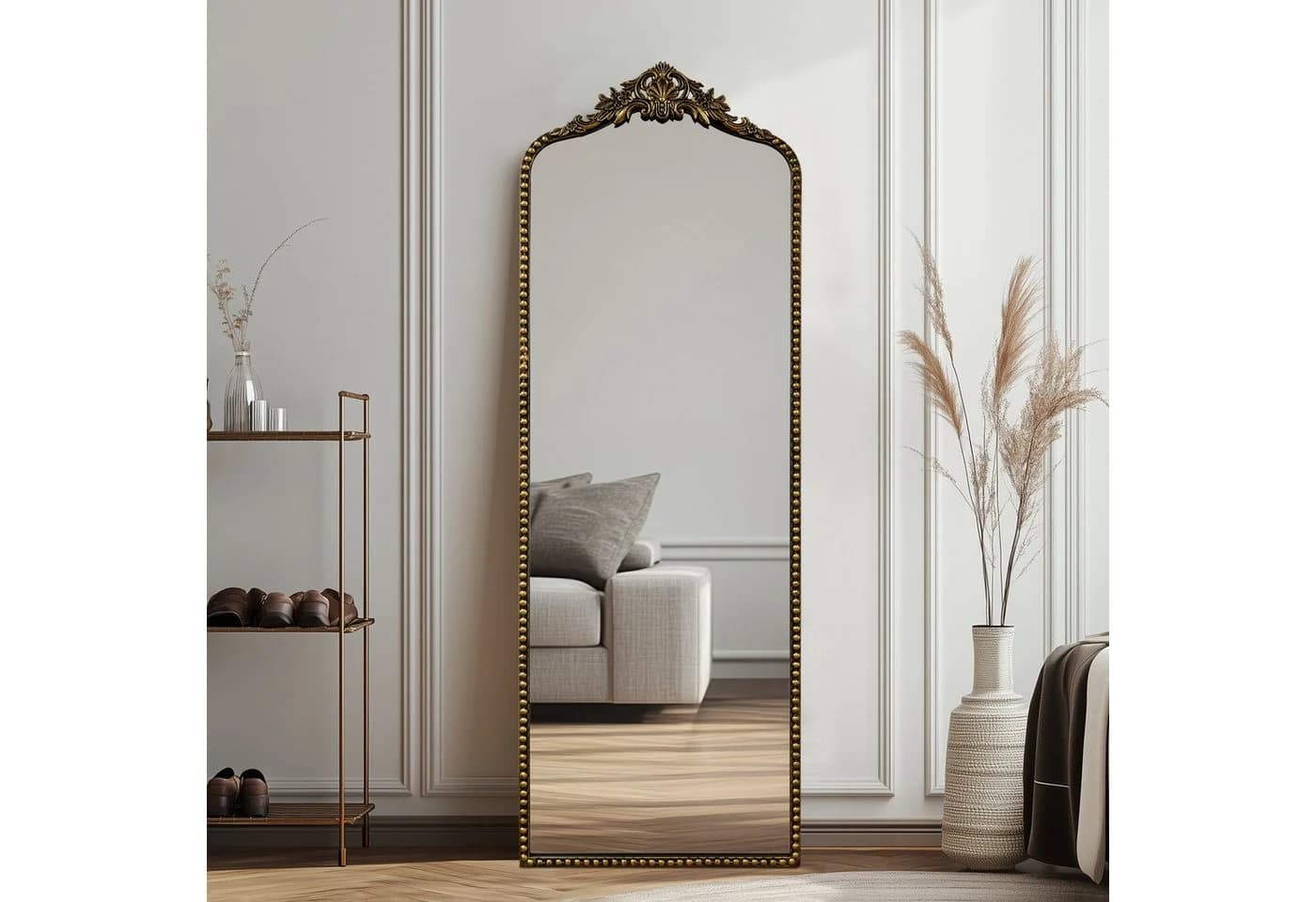 G-LEAF Ganzkörperspiegel Barockstil Antik-Schwarz 165x56cm - Bild 5
