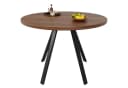 TavilaEcon Esstisch Rund Walnussfarben Metallische Schwarze Beine Bild 2
