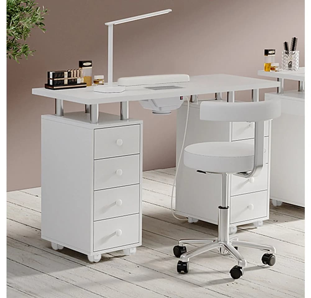 DARDVORLAG Arbeitstisch Profi Nageltisch mit Staubabsaugung und 8 Schubladen, weiß - Bild 2