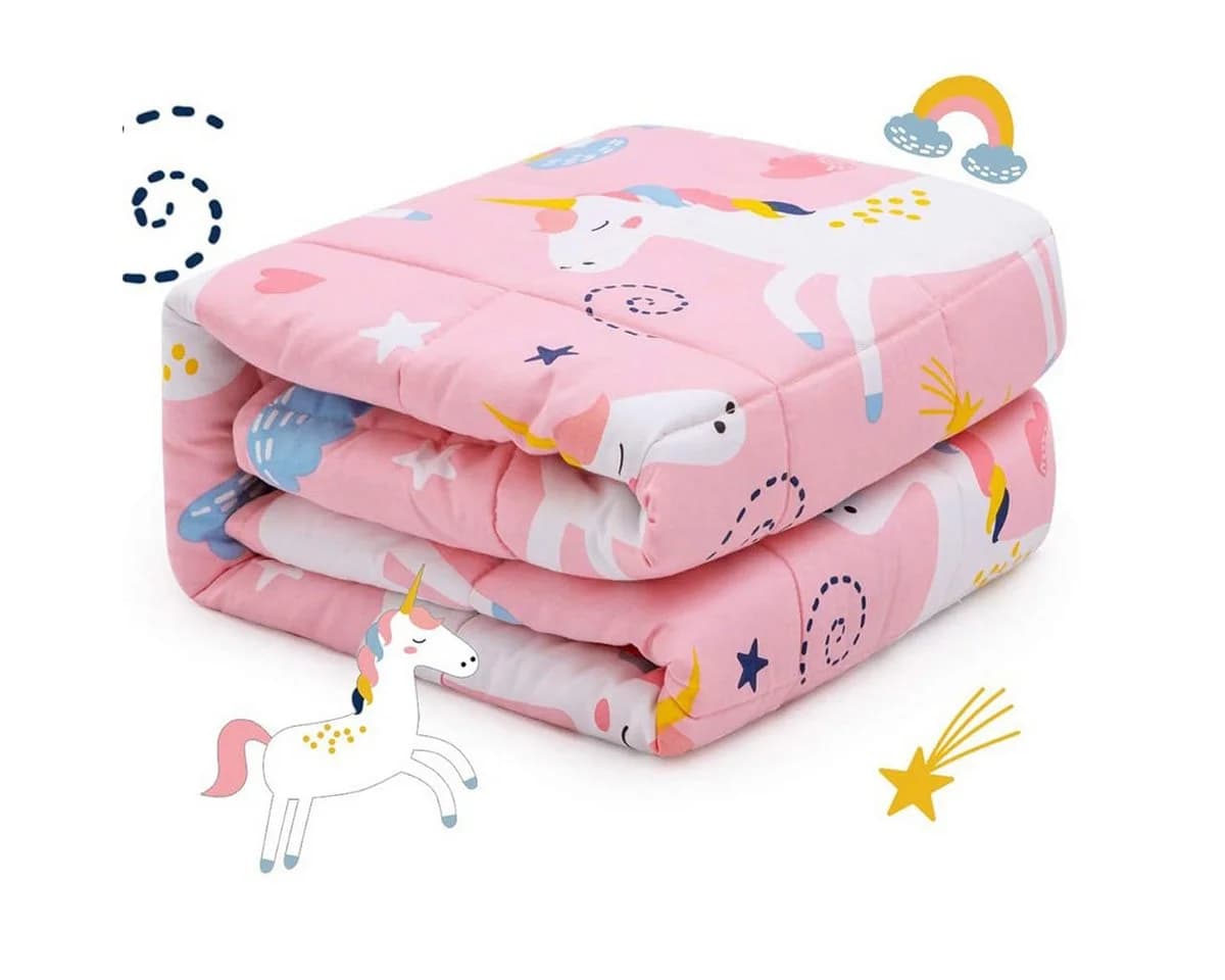 SiviO Gewichtsdecke Kinder Therapie-Bettdecke Rosa Einhorn 1,3kg - Bild 2