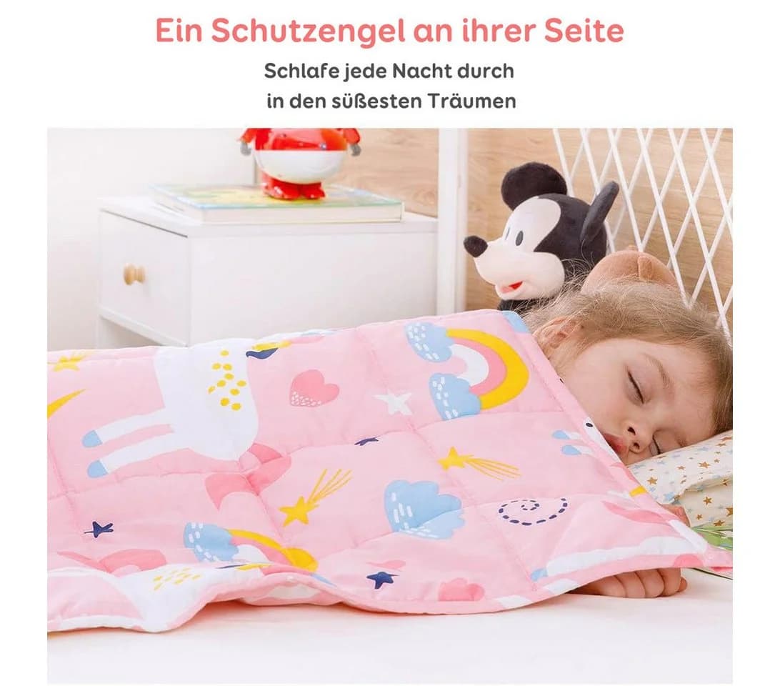 SiviO Gewichtsdecke Kinder Therapie-Bettdecke Rosa Einhorn 1,3kg - Bild 3