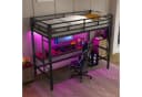 TavilaEcon Hochbett mit Tisch, LED-Beleuchtung und USB-Anschlüssen Schwarz Bild 1