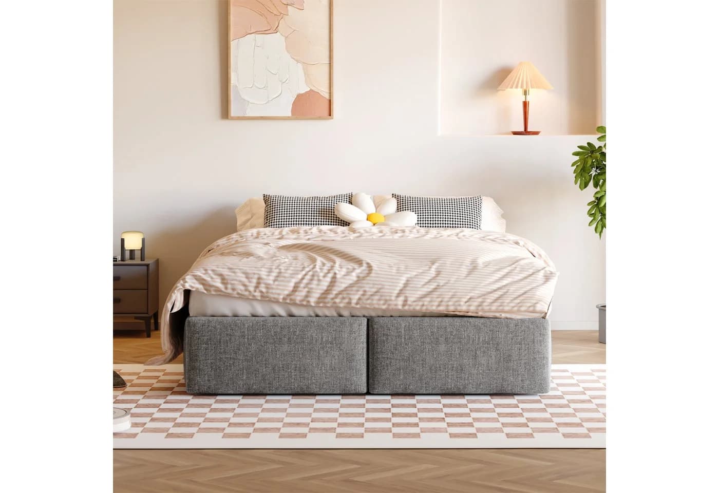 TavilaEcon Boxspringbett Grau Polsterbett ohne Kopfteil - Bild 3