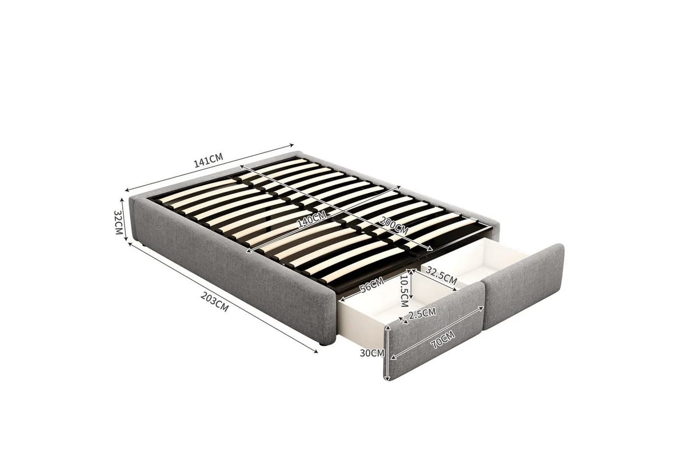 TavilaEcon Boxspringbett Grau Polsterbett ohne Kopfteil - Bild 4