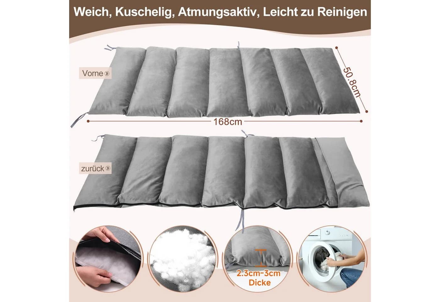 Meulbaty Klappstuhl Liegestuhl Grau Kohlenstoffstahlrohr - Bild 4