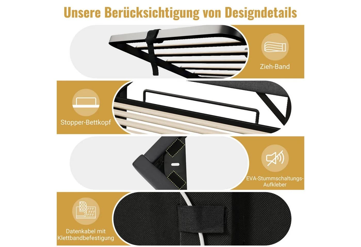 TavilaEcon Boxspringbett Grau/Beige mit LED & Stauraum - Bild 5