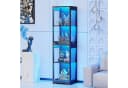 BROTTAR Glasvitrine Ausstellungsschrank mit Glastür 4-stufig Schwarz LED-Beleuchtung Bild 1