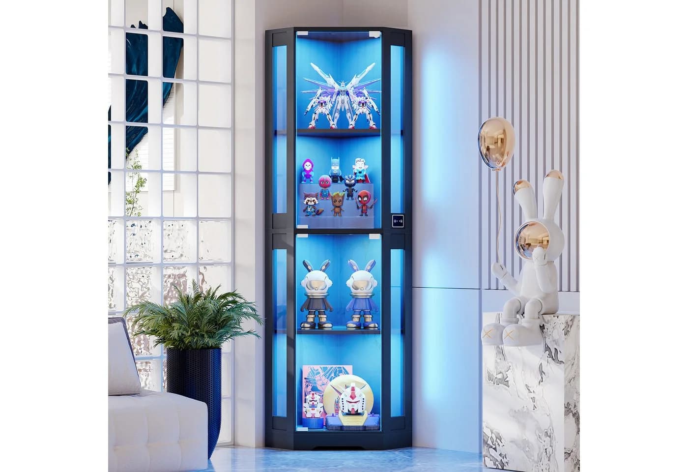 BROTTAR Eckvitrine 4-stöckiger Eckglasanzeigeschrank mit LED-Beleuchtung - Bild 2