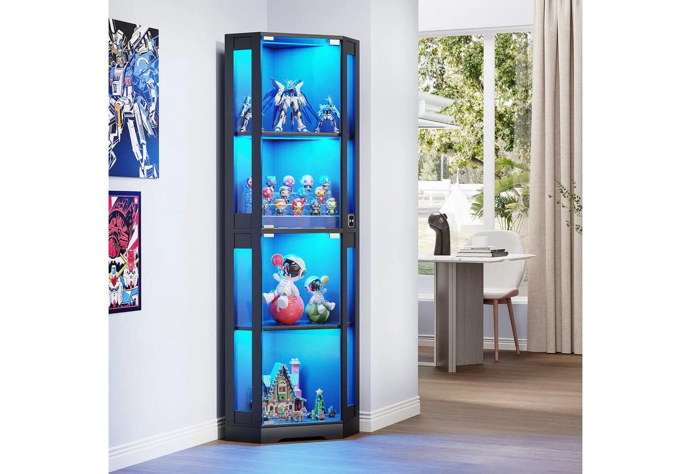 BROTTAR Eckvitrine 4-stöckiger Eckglasanzeigeschrank mit LED-Beleuchtung - Bild 3