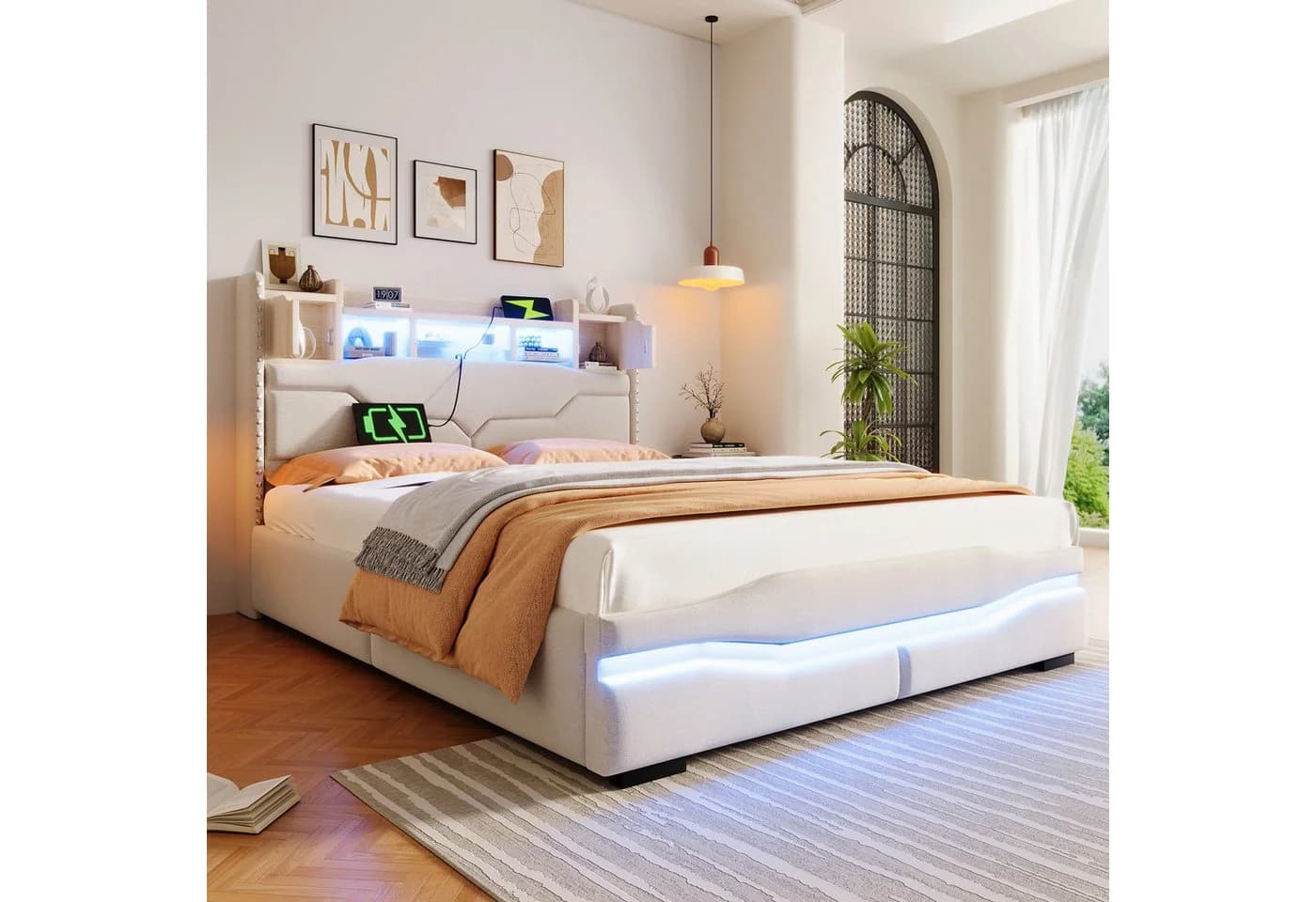 TavilaEcon Boxspringbett Polsterbett Beige/Grau - Bild 2