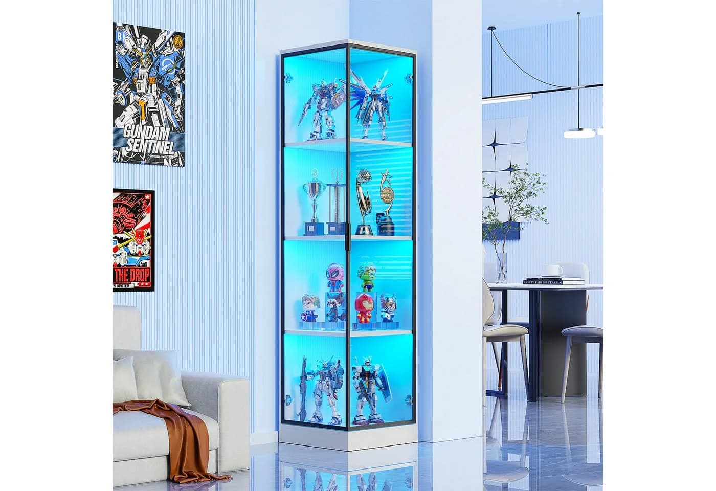 BROTTAR Eckvitrine Glasvitrine LED Beleuchtung weiß - Bild 2
