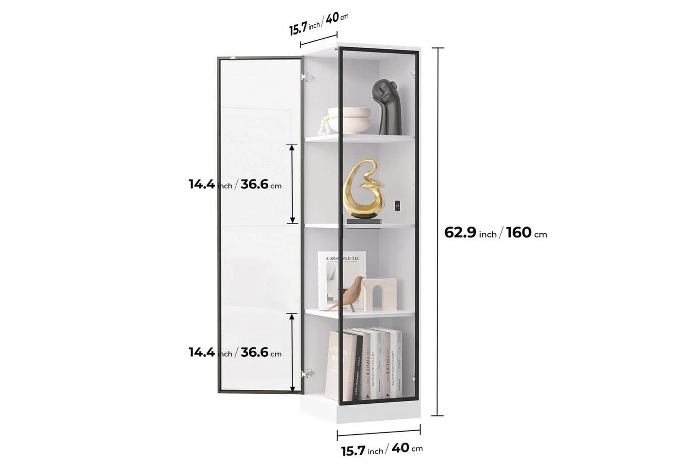 BROTTAR Eckvitrine Glasvitrine LED Beleuchtung weiß - Bild 4
