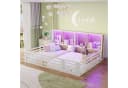TavilaEcon Kinderbett Zaunbett 140x200 cm LED-Beleuchtung Weiß Bild 4