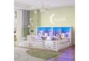 TavilaEcon Kinderbett Zaunbett 140x200 cm LED-Beleuchtung Weiß Bild 5
