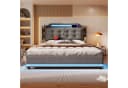 TavilaEcon Boxspringbett Beige/Grau Leinenstoff MDF-Umweltplatten Bild 3