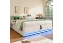 TavilaEcon Boxspringbett Polsterbett Beige/Grau mit LED-Leiste, USB & Typ-C Bild 1