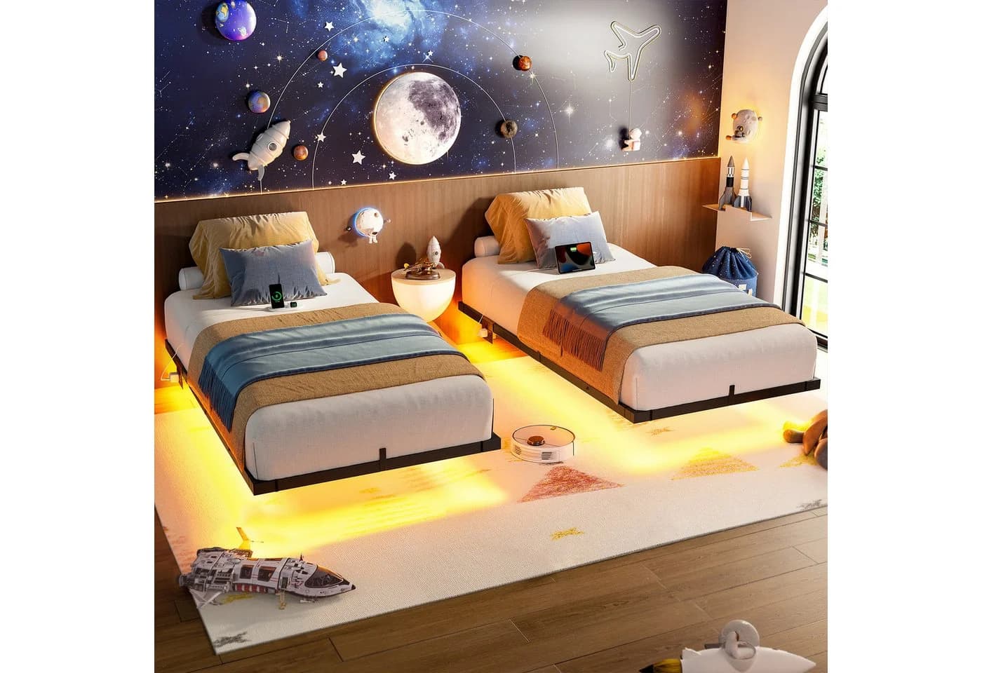 FABATO Metallbett Schwebebett Schwarz 90x200 cm - Bild 3