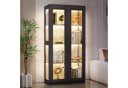 BROTTAR Glasvitrine Glasscheibenschrank Curio-Schrank 2 Glastüren 3-Farb-LED Magnetverschluss Bild 1
