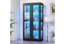 BROTTAR Glasvitrine Glasscheibenschrank Curio-Schrank 2 Glastüren 3-Farb-LED Magnetverschluss Bild 3