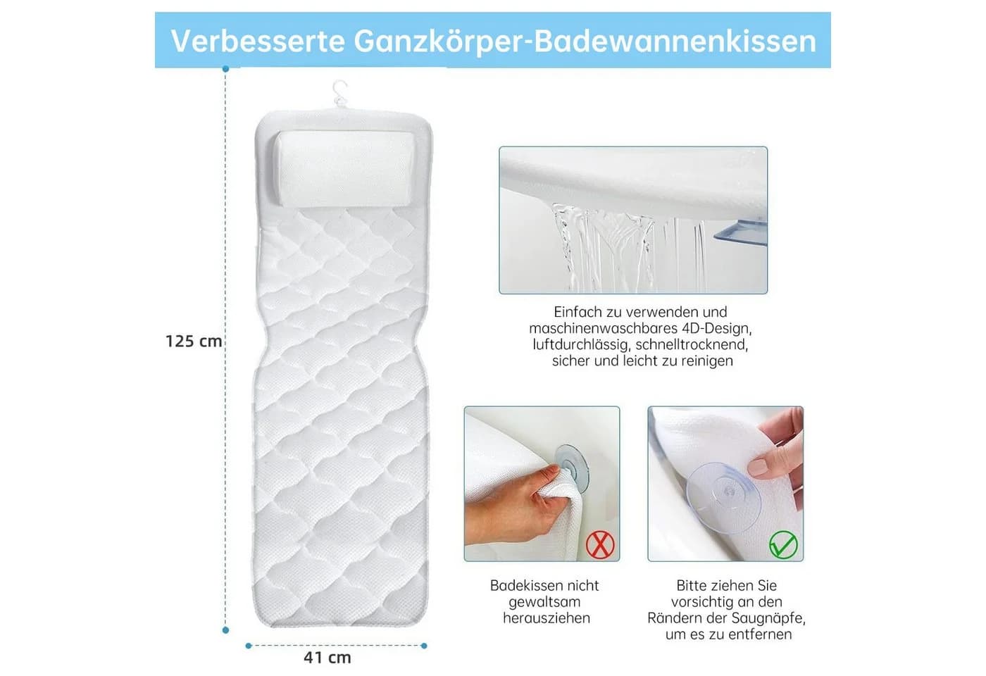 Refined Living Badewannenkissen mit Nackenstütze & 4D-Mesh
