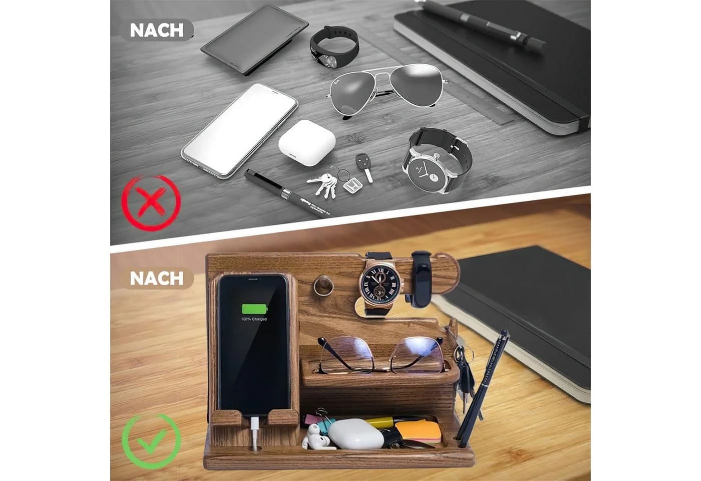 Refined Living Holz Telefon Dockingstation Organizer Schreibtisch - Bild 3