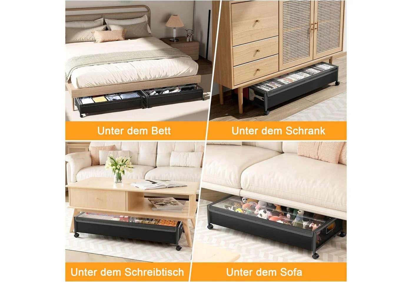Refined Living Unterbettkommode 2 Stück mit Rollen - Bild 5