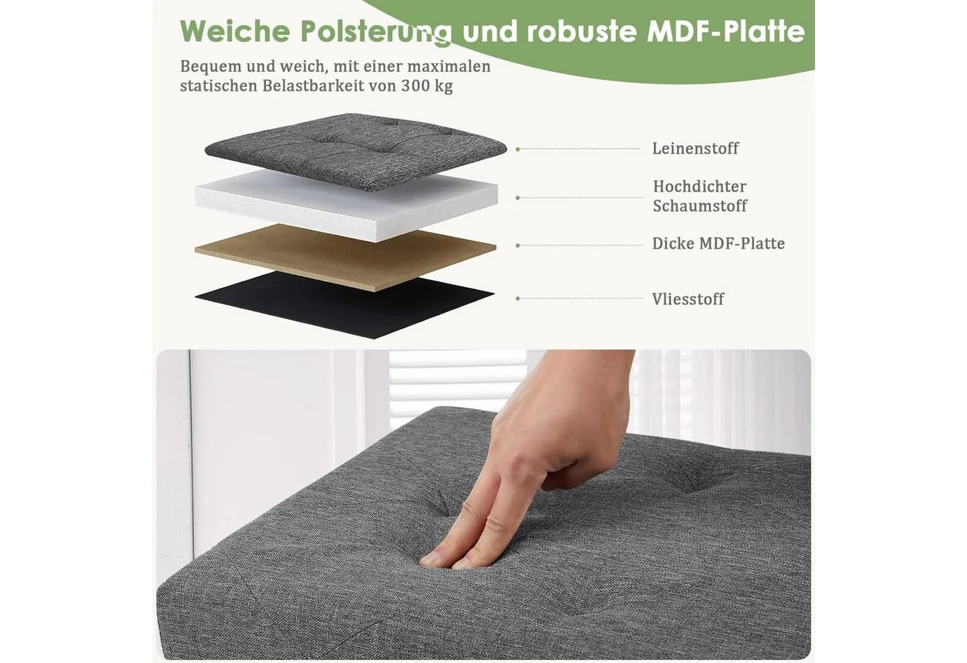 Refined Living Sitzbank Sitzhocker mit Stauraum 76 x 38 x 38 cm - Bild 3