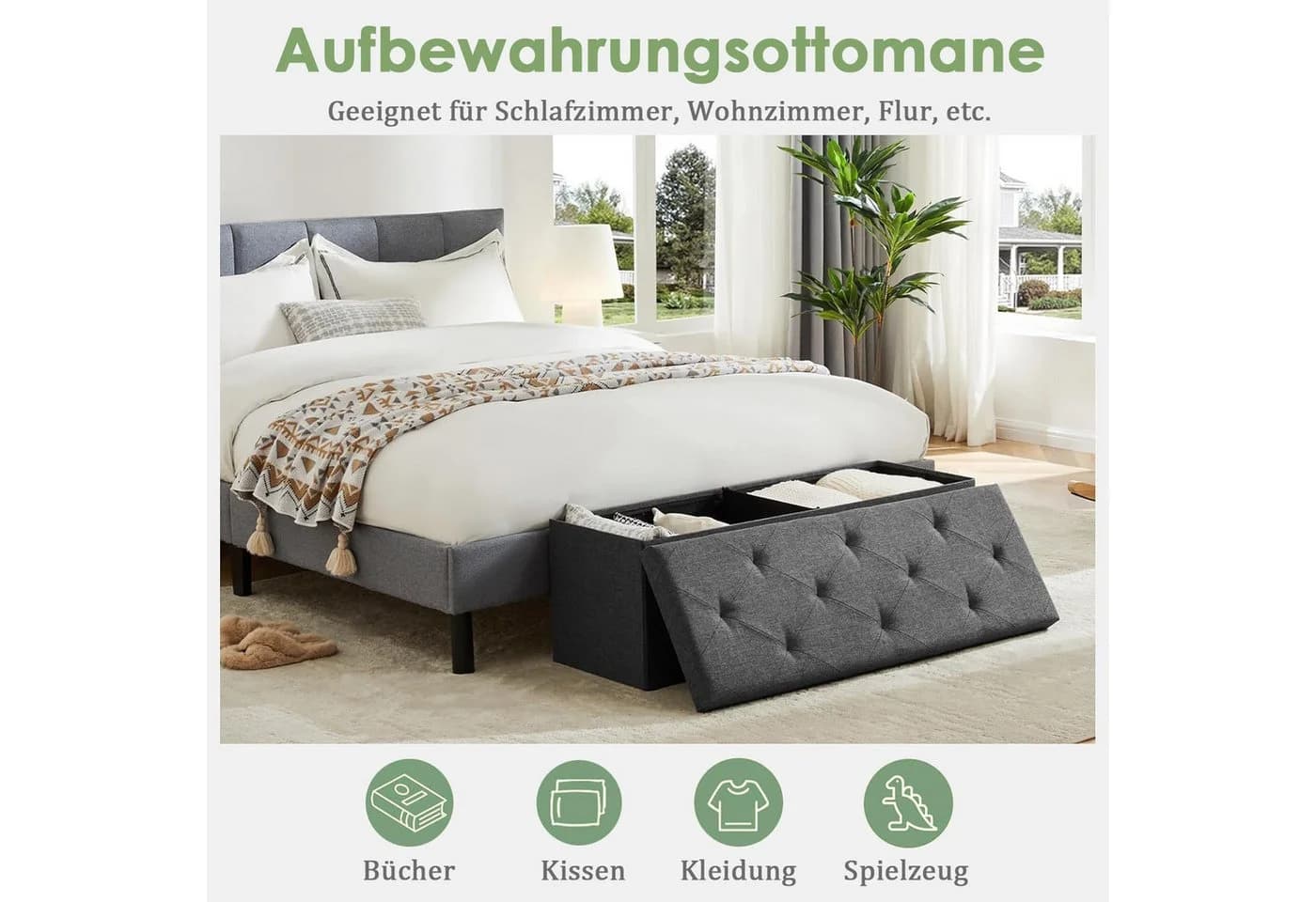 Refined Living Sitzbank Sitzhocker mit Stauraum 76 x 38 x 38 cm - Bild 4