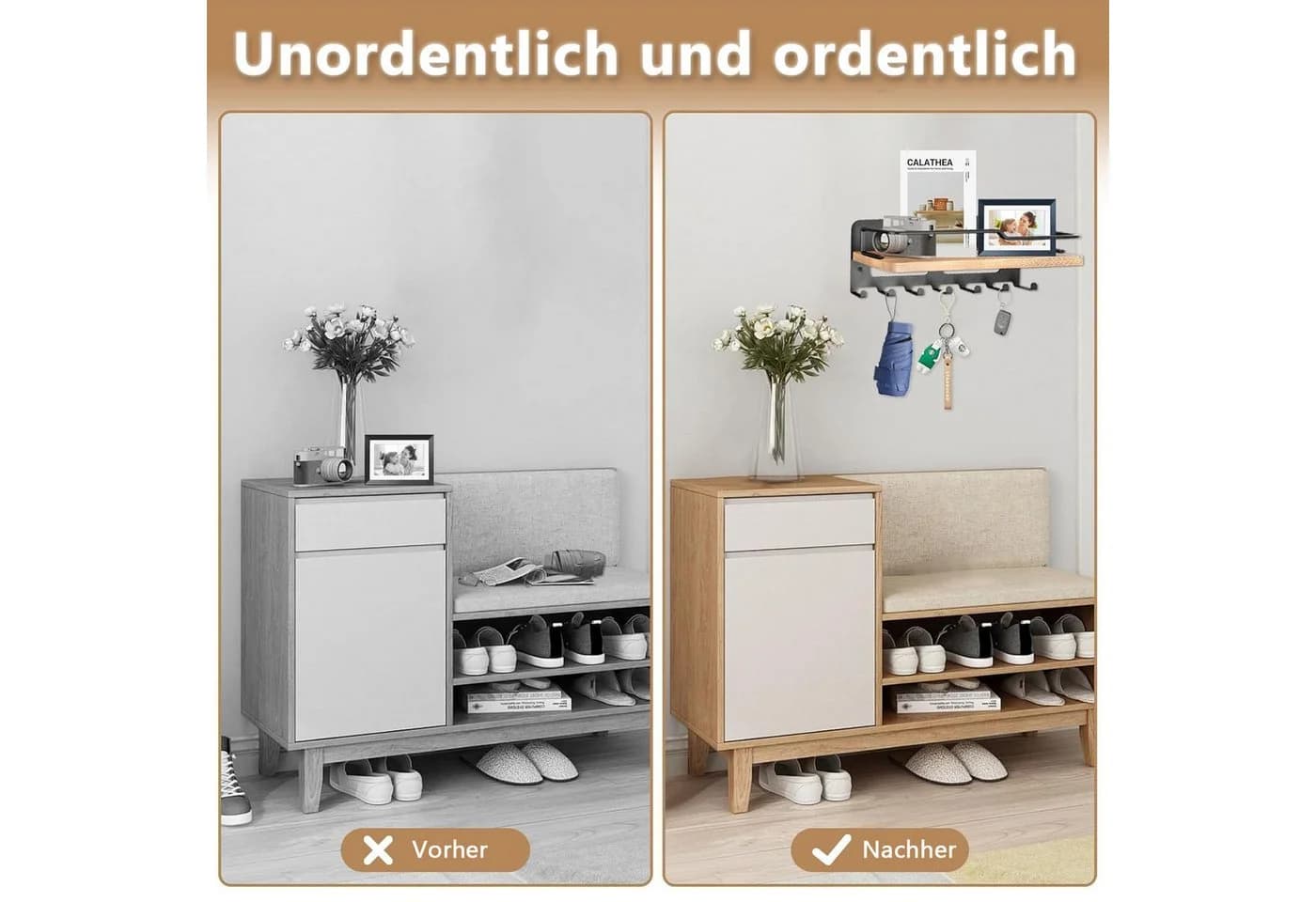 Refined Living Schlüsselbrett Holz mit 7 Haken - Bild 5