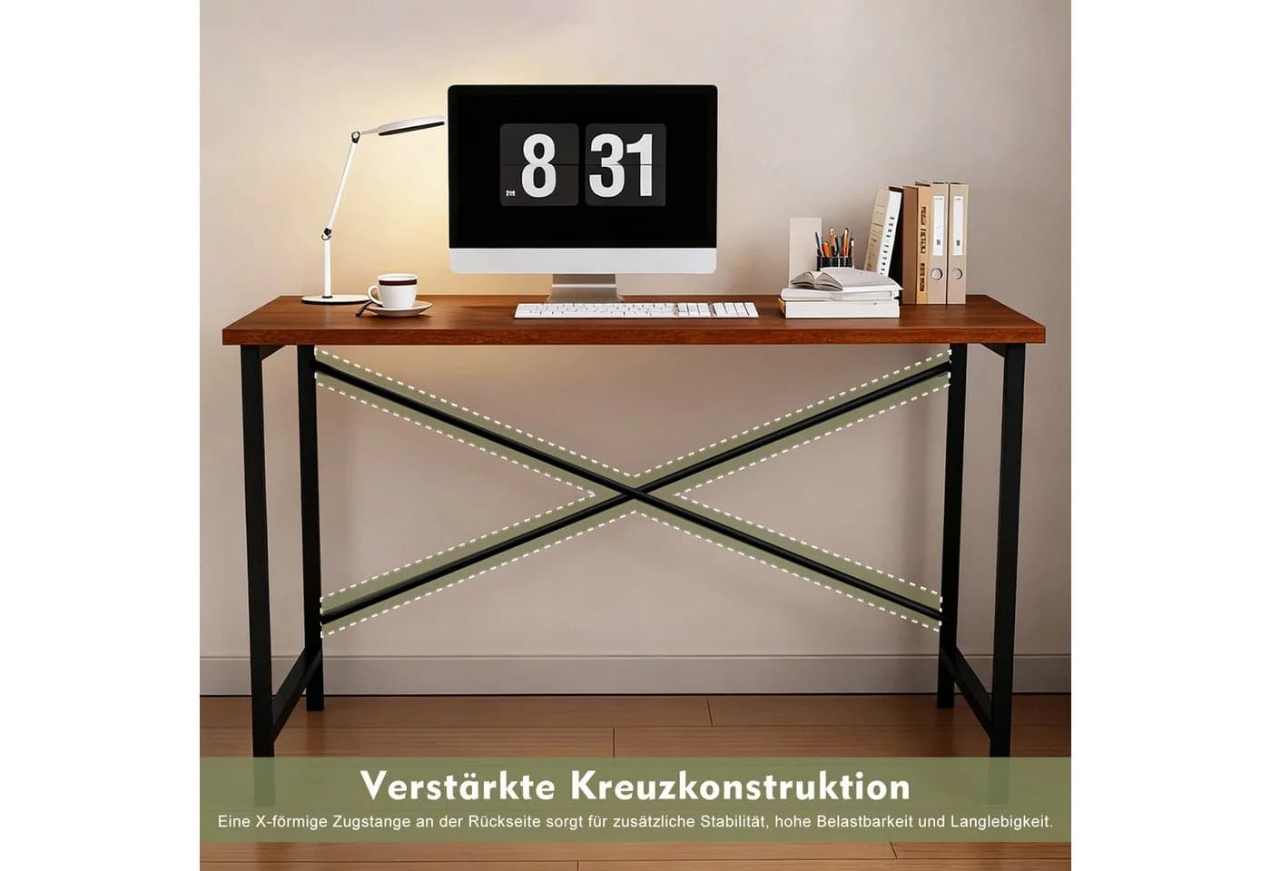 Refined Living Computertisch Schreibtisch Gaming Tisch 50x80/100cm Weiß/Braun/Holzfarbe/Schwarz - Bild 4