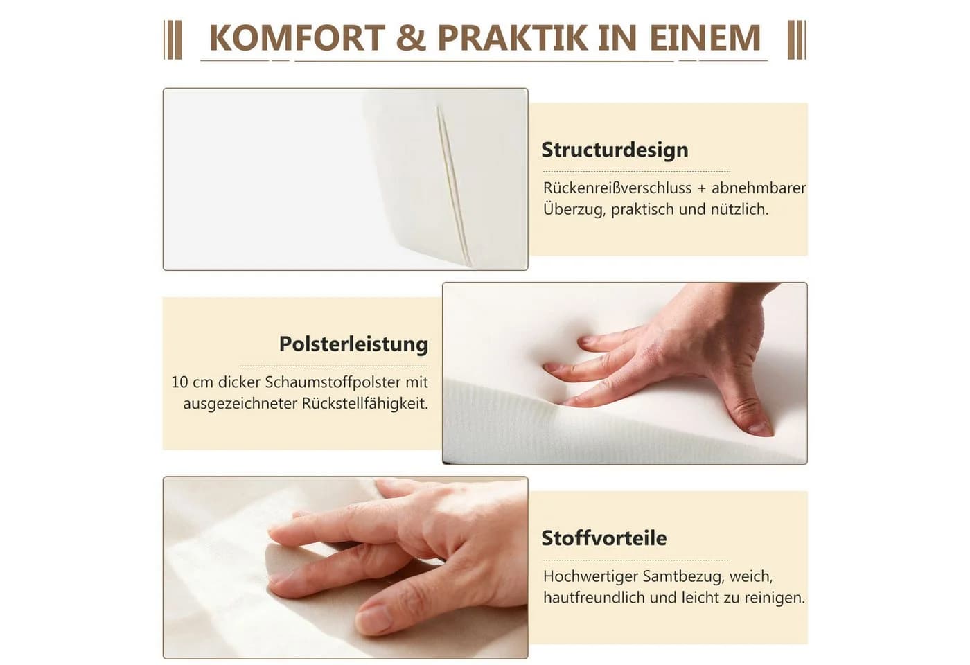 Refined Living Esszimmerstuhl 360° Drehstuhl Samt Beige - Bild 4