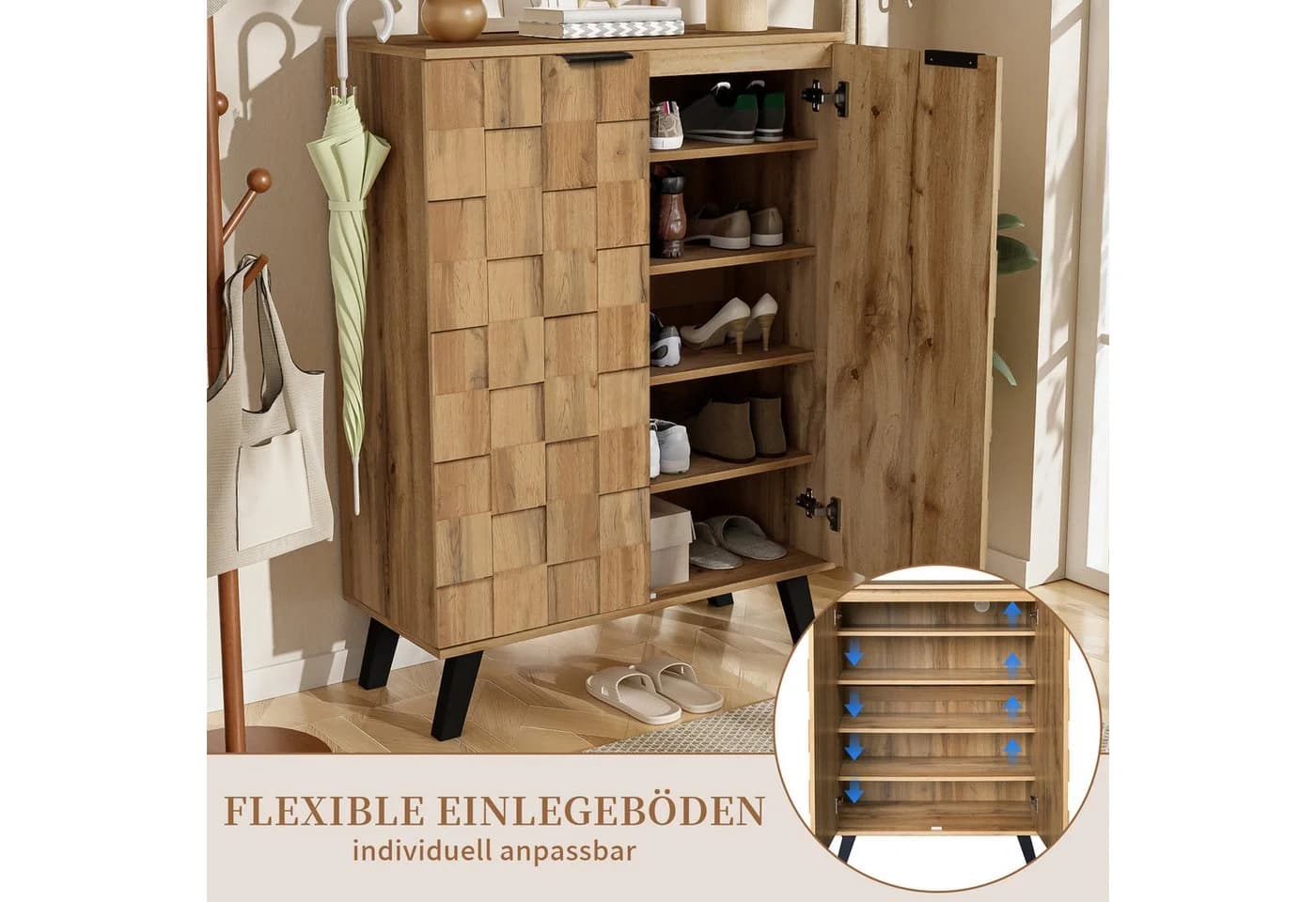 SeedWave Schuhschrank Holzoptik 5 Fächer Dämpfung - Bild 4